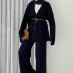 Premium Fitilli Triko İkili Takım - Lacivert