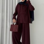 Premium Oysho Palazzo İkili Takım - Bordo