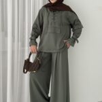 Premium Oysho Palazzo İkili Takım - Haki