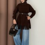 Autumn Süet Fırfırlı Tunik - Kahverengi