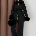 Luxury Kürklü Scuba İkli Takım - Siyah