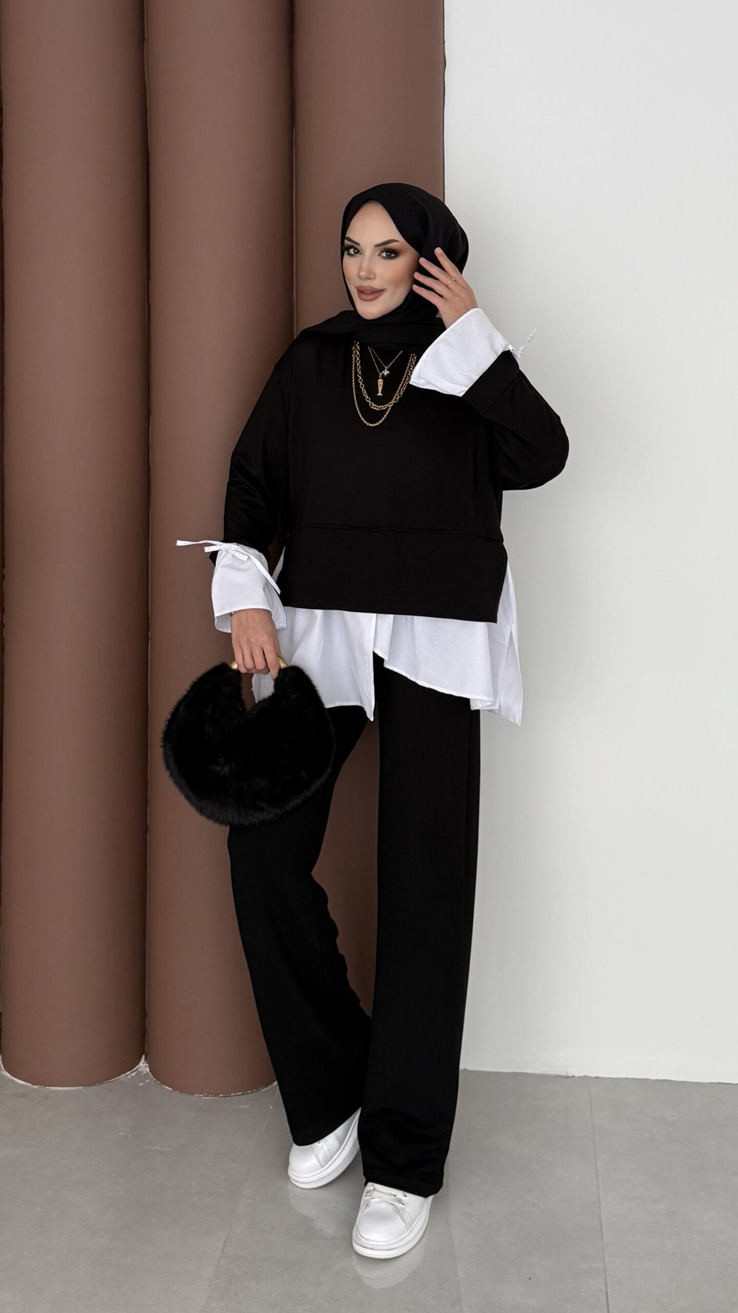 img_3645.jpeg Gömlek Detaylı Oysh Takım - Siyah - Görsel 1