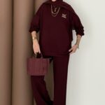 Logolu Premium Oysh İkili Takım - Bordo