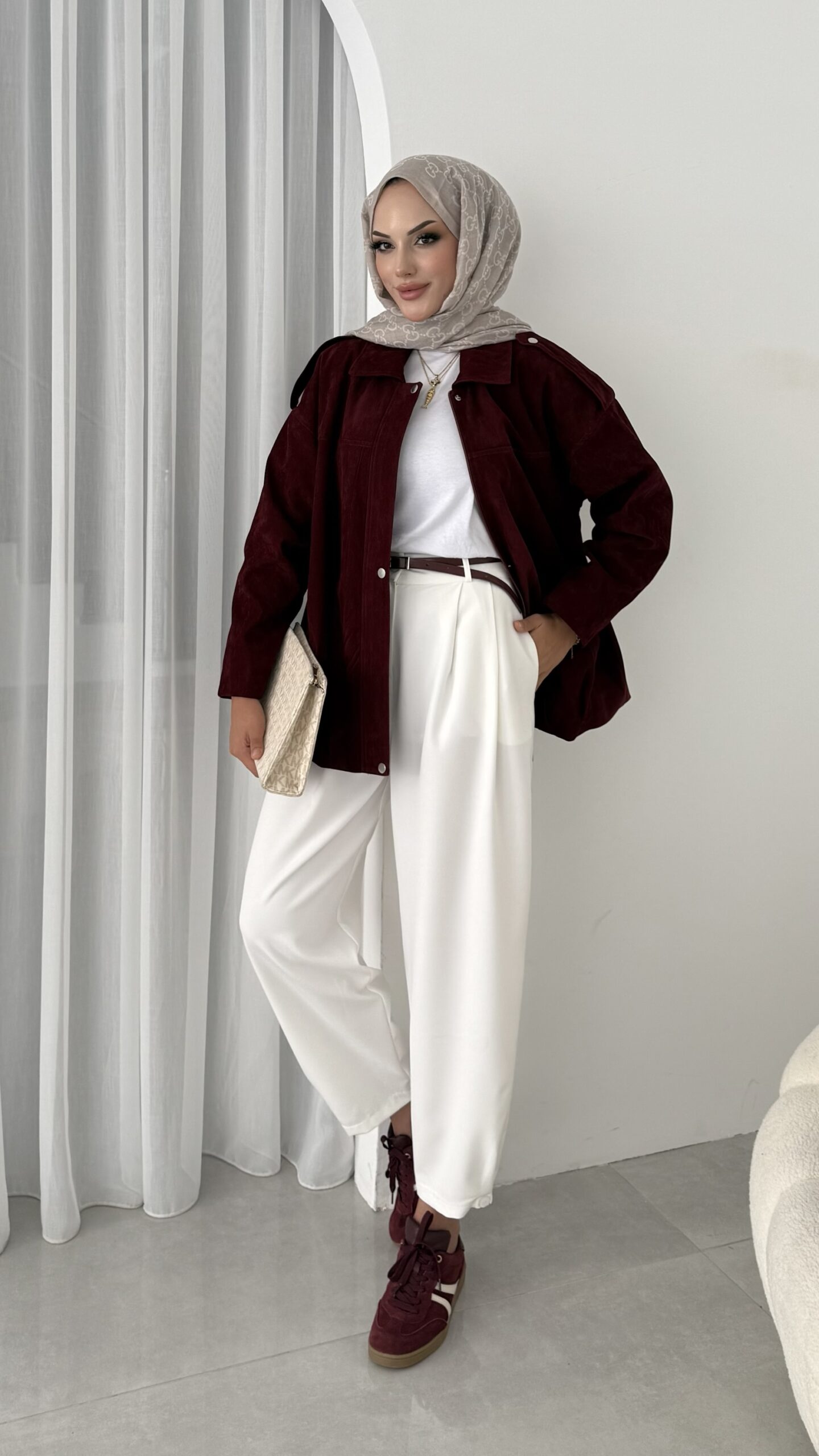 img_3936.jpeg Zra Muadil Süet Bomber Ceket - Bordo - Görsel 1