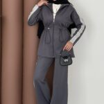 Glow Fermuarlı Scuba İkili Takım - Antrasit