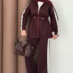 Glow Fermuarlı Scuba İkili Takım - Bordo