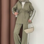 Glow Fermuarlı Scuba İkili Takım - Haki