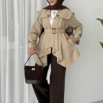 Maxi Tasarım Kemerli Trençkot - Bej