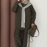 Rally Çizgili Triko İkili Takım - Yeşil