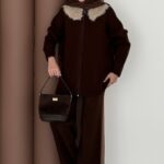 Lolita Çıkarılabilir Kürklü Triko İkili Takım - Kahverengi