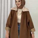 Muadil Kürk Yaka Kaşe Ceket - Kahverengi