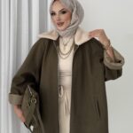 Muadil Kürk Yaka Kaşe Ceket - Haki