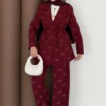 Chanell Business Taşlı İkili Takım - Bordo