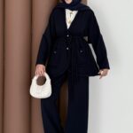 BuQlet Örgü Kemerli İkili Takım - Lacivert