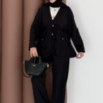 BuQlet Örgü Kemerli İkili Takım - Siyah