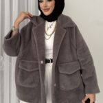 Marka Muadili Premium Kürk Ceket - Füme