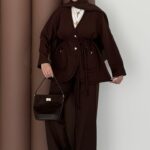 BuQlet Örgü Kemerli İkili Takım - Kahverengi