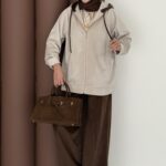 Mega Fitilli Kadife İkili Takım - Kahverengi