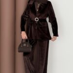 İconic Kadife Blazer İkili Takım - Kahverengi