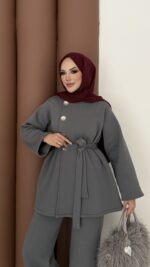 Cocosh Şardonlu İkili Takım - Antrasit - Görsel 5