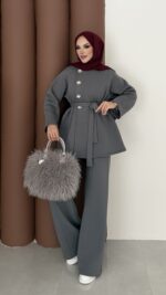 Cocosh Şardonlu İkili Takım - Antrasit - Görsel 2