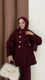 Cocosh Şardonlu İkili Takım - Bordo - Görsel 5