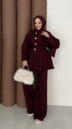 Cocosh Şardonlu İkili Takım - Bordo - Görsel 3