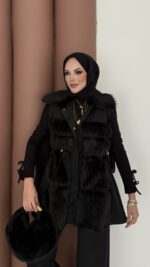 Paris Scuba Kürklü Yelek İkili Takım - Siyah - Görsel 5