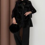 Paris Scuba Kürklü Yelek İkili Takım - Siyah