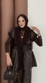 Harmony Premium Peluş Deri İkili Takım - Kahverengi - Görsel 6