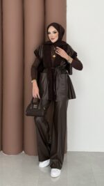 Harmony Premium Peluş Deri İkili Takım - Kahverengi - Görsel 3