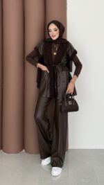 Harmony Premium Peluş Deri İkili Takım - Kahverengi - Görsel 4