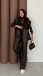 Harmony Premium Peluş Deri İkili Takım - Kahverengi