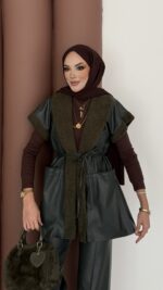 Harmony Premium Peluş Deri İkili Takım - Haki - Görsel 6