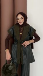 Harmony Premium Peluş Deri İkili Takım - Haki - Görsel 7