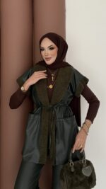 Harmony Premium Peluş Deri İkili Takım - Haki - Görsel 9