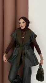 Harmony Premium Peluş Deri İkili Takım - Haki - Görsel 5