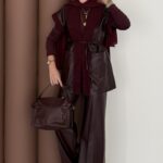 Harmony Premium Peluş Deri İkili Takım - Bordo