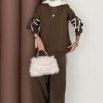 Fiyonklu Scuba İkili Takım - Kahverengi