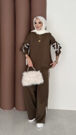 Fiyonklu Scuba İkili Takım - Kahverengi