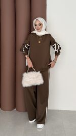 Fiyonklu Scuba İkili Takım - Kahverengi - Görsel 3