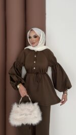 Bloom Scuba Puf İkili Takım - Kahverengi - Görsel 4