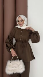 Bloom Scuba Puf İkili Takım - Kahverengi - Görsel 5