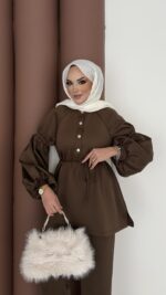 Bloom Scuba Puf İkili Takım - Kahverengi - Görsel 3