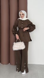 Bloom Scuba Puf İkili Takım - Kahverengi - Görsel 2