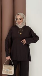 Yandan Bağlamalı Oysh İkili Takım - Kahverengi - Görsel 6