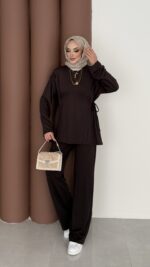 Yandan Bağlamalı Oysh İkili Takım - Kahverengi - Görsel 2