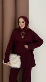 Yandan Bağlamalı Oysh İkili Takım - Bordo - Görsel 5