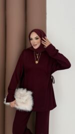 Yandan Bağlamalı Oysh İkili Takım - Bordo - Görsel 4