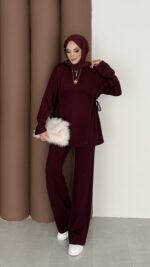 Yandan Bağlamalı Oysh İkili Takım - Bordo - Görsel 3